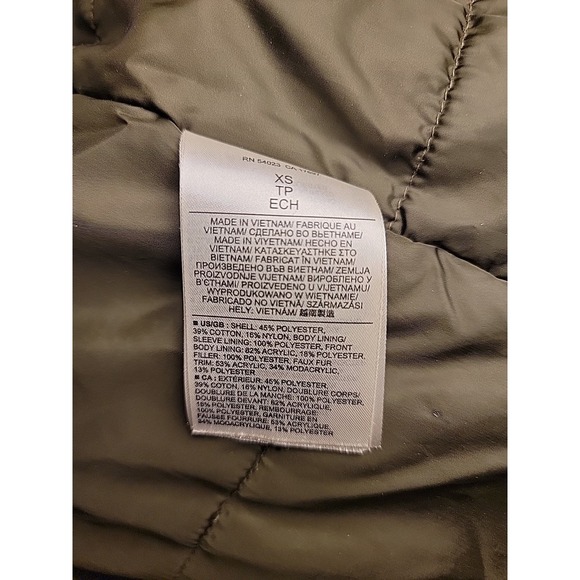 Banana Republic Faux Fur-lined Hooded Parka Coat Jacket Full Zip Olive Green XS - Picture 7 of 8